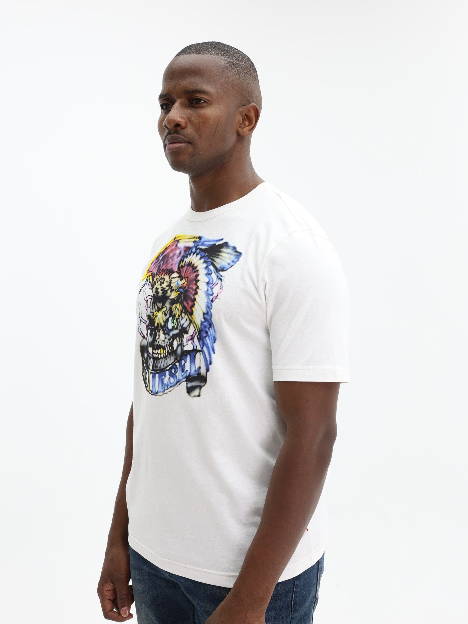 Diesel T-Shirt T-Adjust Q3 Graphic Logo White